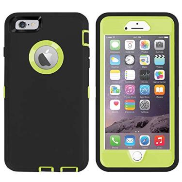 Imagem de Ai-case Protetor de tela embutido resistente 4 em 1 capa resistente à prova de choque com suporte para iPhone 6/6S Plus - preto/verde