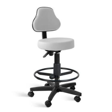 Imagem de Cadeira Mocho Sapri Giratória Alta Com Aro Branca - Flex Cadeiras