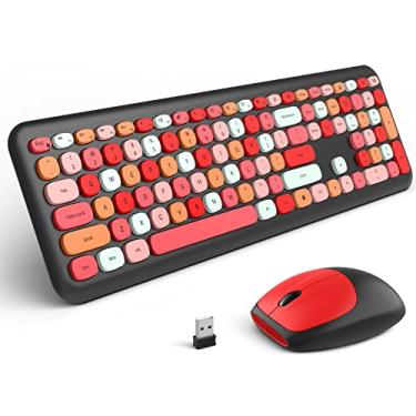 Imagem de MOFii Mouse combo de teclado sem fio para computador, teclado de escritório de tamanho completo, conexão USB 2,4 GHz e mouse óptico (preto-colorido)