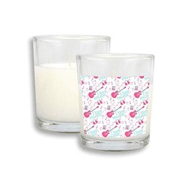 Imagem de Cera de incenso perfumada de vidro com estampa musical de violão rosa azul