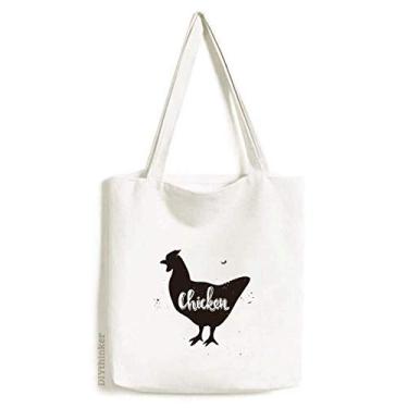 Imagem de Bolsa de lona preta e branca de galinha bolsa de compras casual bolsa de compras