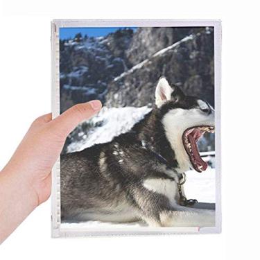 Imagem de Caderno de fotos Big Mouth Dog Snow Husky com folhas soltas e diário recarregável