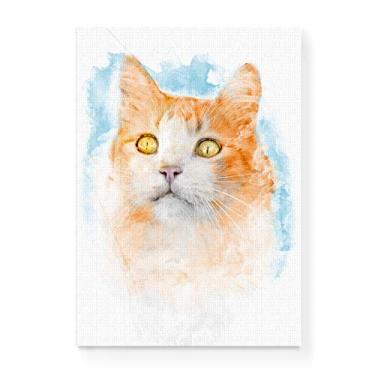 Imagem de Arte Maníacos Quadro Decorativo em Tela Canvas Gato Aquarela - 23x16,25cm