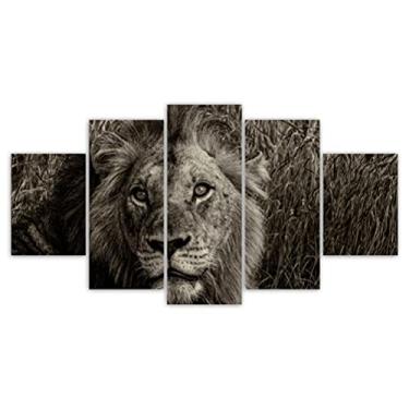 Imagem de Quadros Decorativos Mosaico MDF Leão 115x60cm