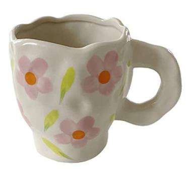 Imagem de PAYNAN Caneca de café pintada à mão com flor de cerejeira feita à mão copo de cerâmica chá água leite utensílios de cozinha