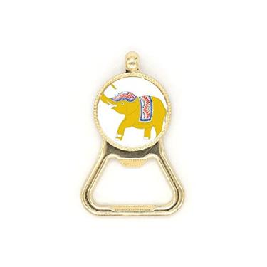 Imagem de Chaveiro de aço inoxidável com escudo de elefante amarelo da Tailândia