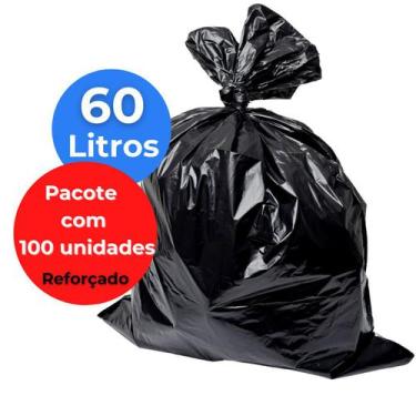 Imagem de Saco Para Lixo Descartável Resistente 60L Barato 100Un - Pavão
