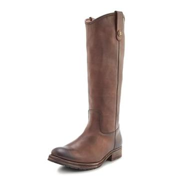 Imagem de Frye Melissa Button 2 Botas altas inspiradas em equitação para mulheres feitas de couro vintage resistente com ferragens de metal antigo e sola de couro – altura do cano de 38 cm, Slate - Couro