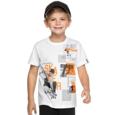 Imagem de Infantil - Camiseta Menino Estampada Skater Elian Branco  menino