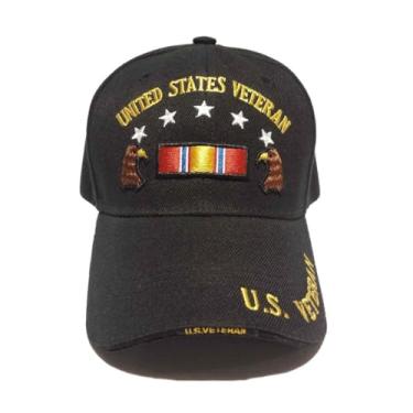 Imagem de VetFriends.com Boné preto veterano dos Estados Unidos com bordado, Preto, Tamanho Único
