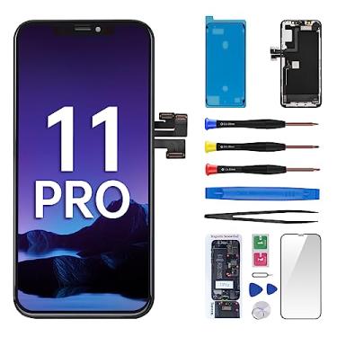 Imagem de CYKJGS Substituição de tela para iPhone 11 PRO de 5,8 polegadas com sensor de proximidade de alto-falante de ouvido, visor LCD, digitalizador, 3D, toque, reparo completo com kit de ferramentas de