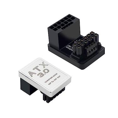 Imagem de MOOKEENONE Adaptador angular de 180 graus, conector de alimentação GPU de 16 pinos de liga de alumínio para RTX 3090Ti 4070Ti 4080 placa gráfica GPU 12 + 4 pinos