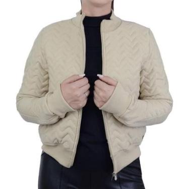 Imagem de Jaqueta Feminina Olho Fatal Moletom Gola Alta Bege - 6015-Feminino