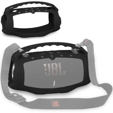 Imagem de JCHPINE Capa de silicone para alto-falante Bluetooth portátil JBL Xtreme 4, suporte protetor para JBL Xtreme 4, acessórios de alto-falante Bluetooth portátil (apenas capa) (preto)