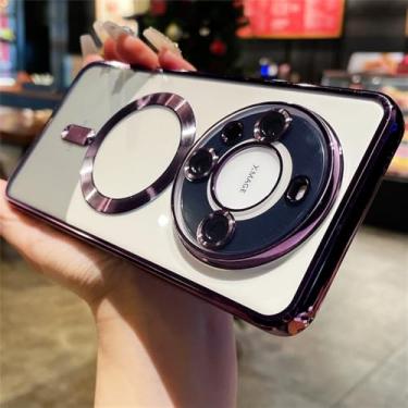 Imagem de Para huawei p60 p50 p40 pro mate 60 50 40 30 20 caixa magnética galvanizada de carregamento sem fio lente clara capa de filme, pp, para huawei p30 pro