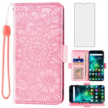 Imagem de Capa carteira compatível com TCL 10 Pro, protetor de tela de vidro temperado, suporte para cartão, acessórios de couro magnético, capa de celular para TCL 10 Plus TCL10Pro TLC 10Pro T799B feminino