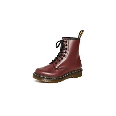 Imagem de Dr. Martens Bota de couro original 1460 para homens e mulheres, Cherry Red Smooth, 13 Women/12 Men