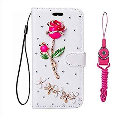 Imagem de Capa para Motorola Moto G52 4G, carteira de couro brilhante feita à mão e alça de pescoço [suporte] [fecho magnético] para Motorola Moto G52 4G capa de telefone (tamanho 1)