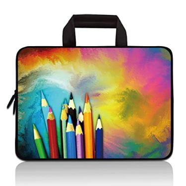 Imagem de HEABPY Capa universal para tablet infantil de 7 a 9 polegadas, bolsa de transporte de neoprene portátil para Apple iPad Mini, Samsung Galaxy Tab, Google, HP, Acer, ASUS (Cool Pencils)