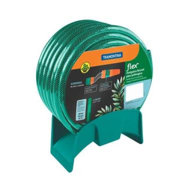 Imagem de Mangueira Tramontina Flex Verde com Engate Rosqueado e Esguicho - 15m