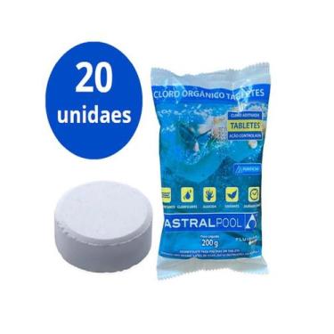 Imagem de Kit 20 Pastilhas Cloro Orgânico 200g Astralpool Piscina - Sodramar