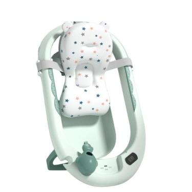 Imagem de Banheira Infantil Portátil Dobrável Com Termômetro Bebê Nenê + Almofad