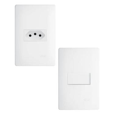Imagem de Kit Com 1 Tomada 2P+T 10A + 1 Interruptor Paralelo Habitat - FAME
