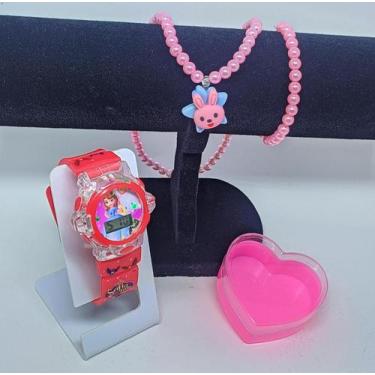 Imagem de Kit Relógio de Pulso Infantil Digital Pisca Luz Toca Musica Colorido D
