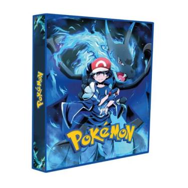 Imagem de Álbum Pasta Fichário Pokémon Ash e Mega Charizard Capa Dura Reforçardo