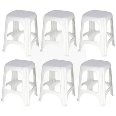 Imagem de Kit 06 Banco Plástico Banqueta Niteroi Branca Tramontina - Tramontina 