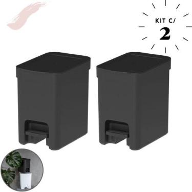 Imagem de Kit com 2 unidades de Lixeira Com Pedal Capacidade 6 Litros Compacta L