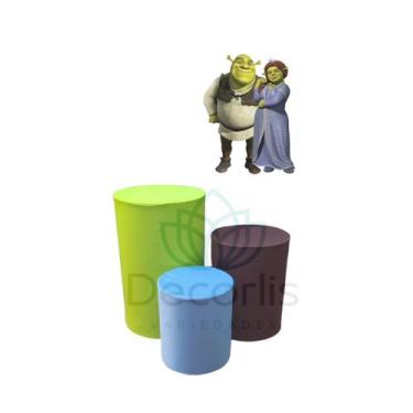 Imagem de Trio de Capas de Cilindro Decoração de Festas TEMA SHREK 2 - DECORLIS