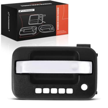 Imagem de A-Premium Maçaneta externa dianteira esquerda do lado do motorista com fechadura compatível com Ford F-150 F150 2004-2008, com entrada sem chave, caixa preta texturizada com alavanca cromada,