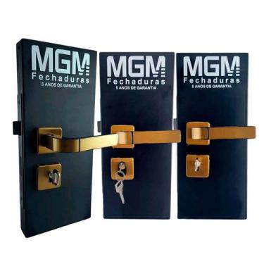 Imagem de Kit Fechadura de Porta Externa Interna Banheiro Roseta Módena Bronze M