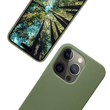 Imagem de eplanita Capa de celular ecológica compatível com iPhone 15 Pro, fibra vegetal, capa de proteção contra quedas, durável e sustentável (para iPhone 15 Pro, cáqui)