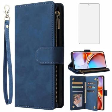 Imagem de Asuwish Compatível com Motorola Edge+ Plus 2023/Edge 40 Pro 5G/Moto X40 Capa carteira protetora de tela de vidro temperado e capa flip de couro com suporte para cartões, acessórios de celular, capas