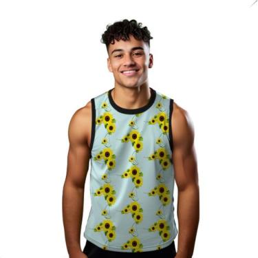 Imagem de Camiseta Regata Verão Estilo Moda Praia Flores Amarelas Florida 824 - 