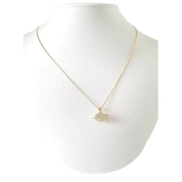 Imagem de Cordão Feminino 1mm Elefante Cravejado - Banhado a Ouro 18k - ToJoia18