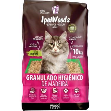 Imagem de Granulado Higiênico De Madeira Ipet Wood S Gatos, 10kg