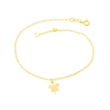 Imagem de Tornozeleira Rommanel Joias Feminina Folheado a Ouro Borboleta 25 cm