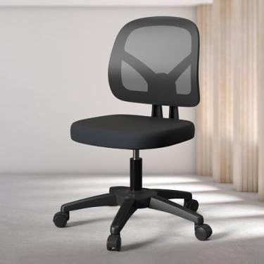 Imagem de Cadeira de mesa giratória de malha sem braços para escritório, casa, computador com suporte ajustável para as costas para pequenos espaços, trabalho adulto