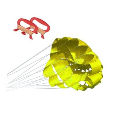 Imagem de oshhni Esportes kite praia kite linha dupla controle kite pára-quedas kite guarda-chuva macio para acampamento quintal caminhadas adultos adolescentes, Amarelo