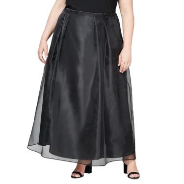 Imagem de Alex Evenings Saia maxi feminina formal de comprimento total (tamanho grande), Organza preta, 1X