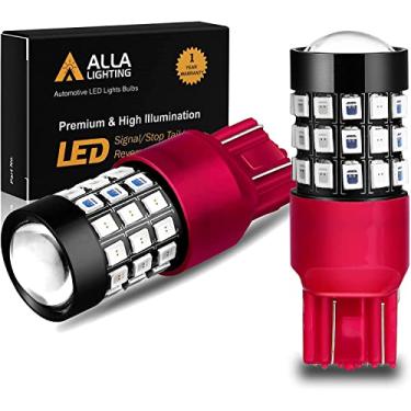 Imagem de Alla Lighting Versão atualizada 7440 7443 lâmpadas de freio estroboscópicas LED, vermelho puro piscando W21W T20 Wedge 7440LL 7443LL 7443-SRCK, 7443-CK 7440ST W21W 12V luzes de parada 2835 SMD para carros, caminhões