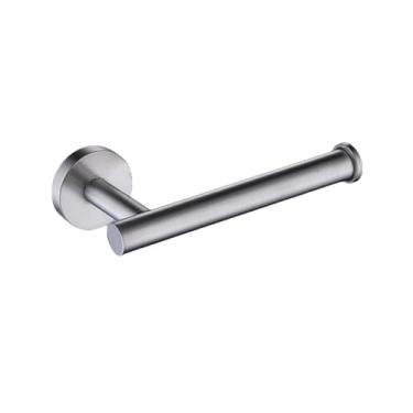 Imagem de Barra de toalha de mão de parede de aço inoxidável escovado, suporte para papel higiênico, ganchos para toalhas, acessórios para cozinha e banheiro, conjunto redondo, suporte para papel escovado