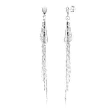 Imagem de Brinco Pendurado com Cone Frisado e Detalhe de Franja Veneziana (9,5cm)