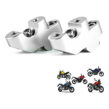 Imagem de Riser Adaptador Alongador Suporte de Guidão Motocicleta Moto Honda Cb300 Cb400 Cb500 Nc700 Nc750 (CINZA)