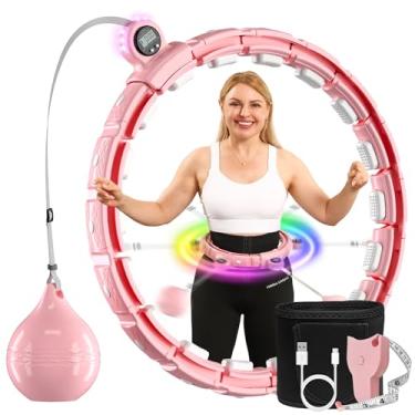 Imagem de Sonkoloro Aro De Treino Ponderado Para Perda De Peso Em Adultos - Círculos Infinitos De 48 "Plus Size, Círculos De Fitness Silenciosos Com Cinto De Cintura E Fita Métrica Corporal - Equipamento De Exe