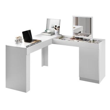 Imagem de Penteadeira Escrivaninha De Canto Com Espelho Princesa Freijo/Off Whit