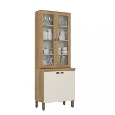 Imagem de Cristaleira 4 Portas Com Vidro Finesse THB, Capucino / Off White
